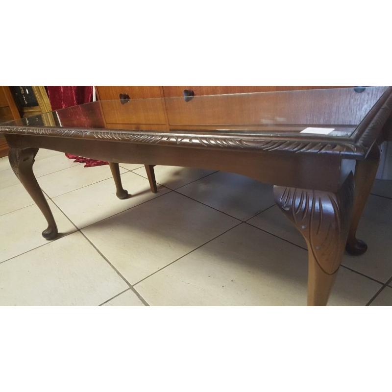 Antique Coffee Table With Glass Top
