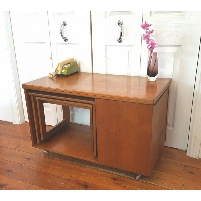 Vintage Mcintosh Teak Tv Stand Nest Tables Mid Century