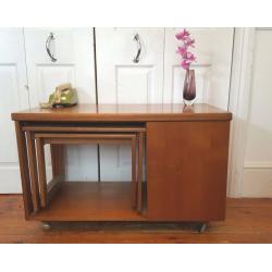 Vintage Mcintosh Teak Tv Stand Nest Tables Mid Century