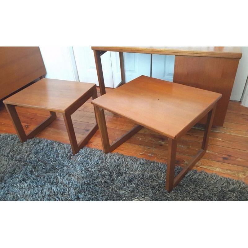 Vintage Mcintosh Teak Tv Stand Nest Tables Mid Century