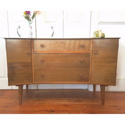 Mid Century Walnut Curved Sideboard Vintage