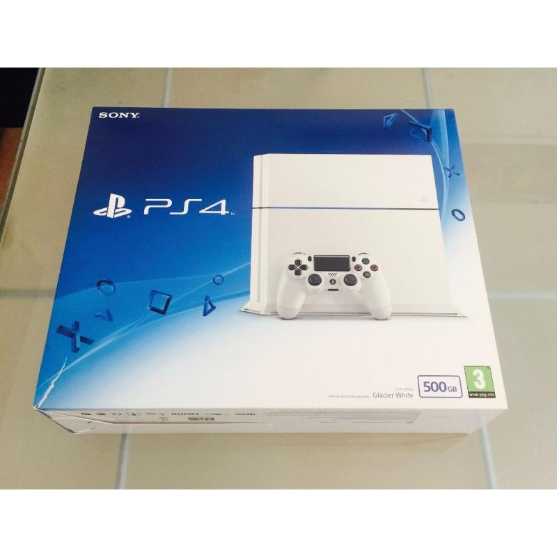 Playstation 4 (Glacier White) 500GB & *4 Games*
