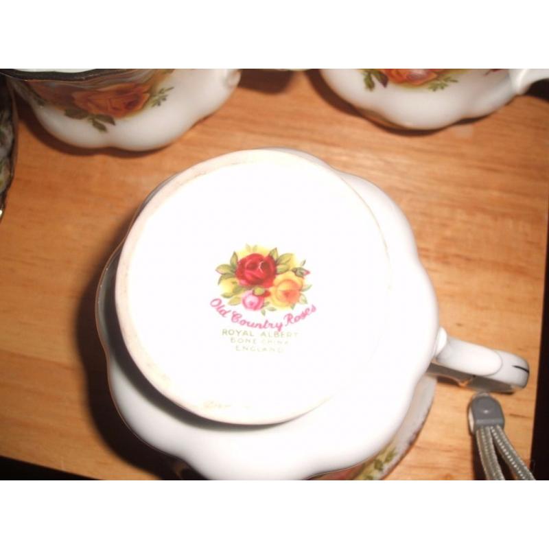 Royal Albert Old English Country Rose Set Of Six Bone China Teacups And Saucers