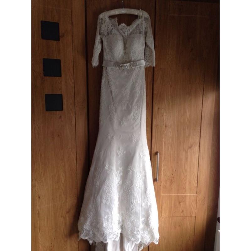 "White Rose" Ivory lace wedding gown, size 10-12