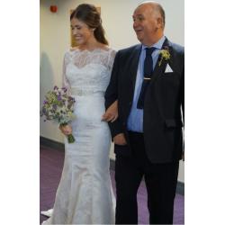 "White Rose" Ivory lace wedding gown, size 10-12