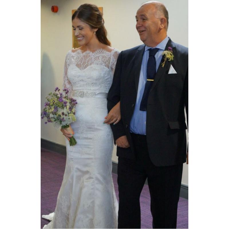 "White Rose" Ivory lace wedding gown, size 10-12