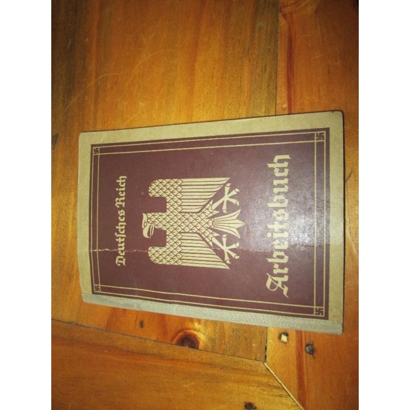 Army Food Bag, H. Vpfl 1938 and Deutsches Reich Arbeitsbuch/Employment Identification Book
