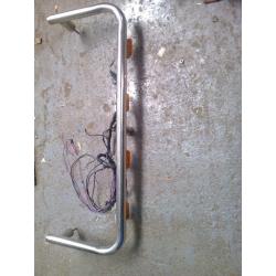 transit van roof bar with marker lights. stainless steel, with brackets for spot lamps