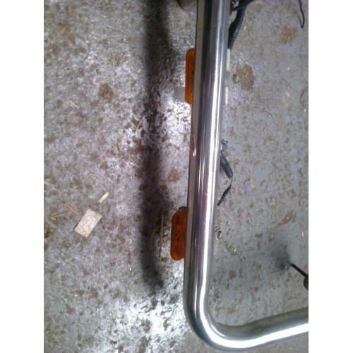 transit van roof bar with marker lights. stainless steel, with brackets for spot lamps
