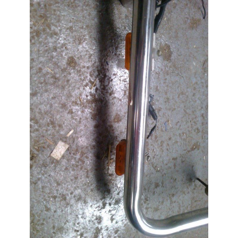 transit van roof bar with marker lights. stainless steel, with brackets for spot lamps