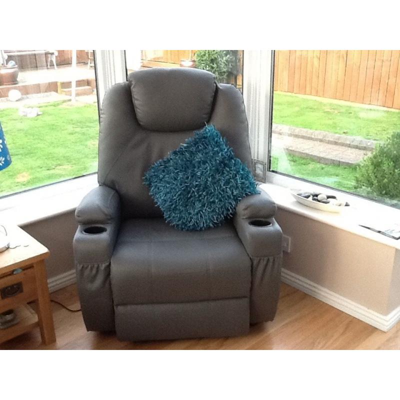 Leather recliner chairs in grey x 2