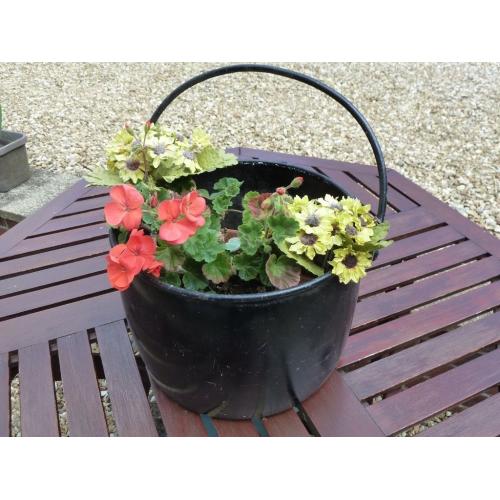 Vintage Cast Iron Cooking Pot/Gypsy Cauldron Hanging Basket Planter