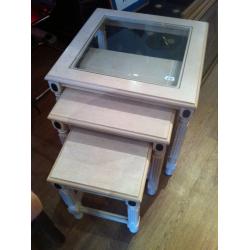 Nest of Tables with glass on top table , feel free to view