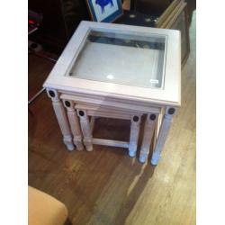 Nest of Tables with glass on top table , feel free to view