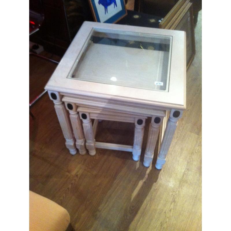 Nest of Tables with glass on top table , feel free to view