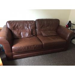 2 and 3 seat brown leather sofas