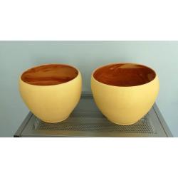 Two Ceramic Light Yellow Plant Pots (indoor)