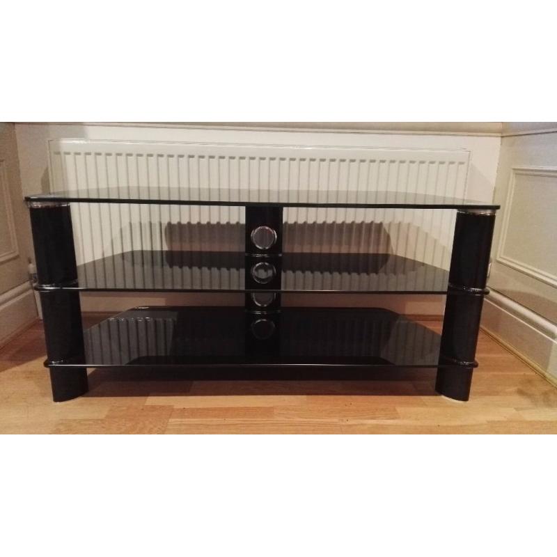 Black glass TV stand