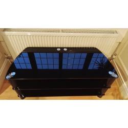 Black glass TV stand