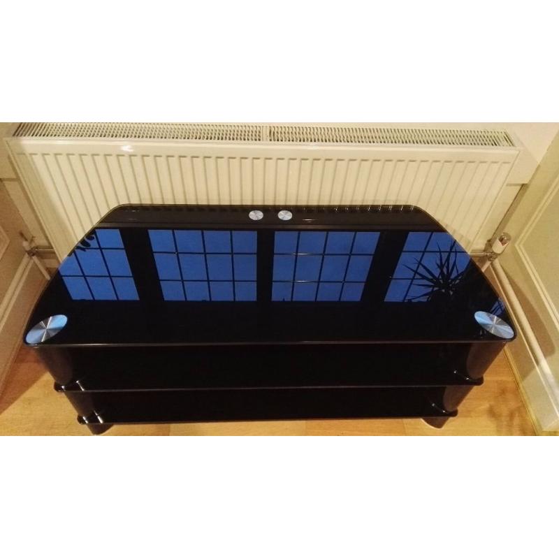 Black glass TV stand