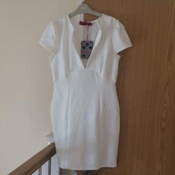 NEW Billie V Neck Cap SLEEVE Bodycon Dress IVORY- 14
