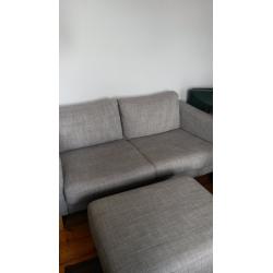 IKEA Karlstad 2 seater sofa, armchair and footstool/pouffe.