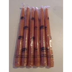 Pack of 6 candles candle stick orange 7hr burning time