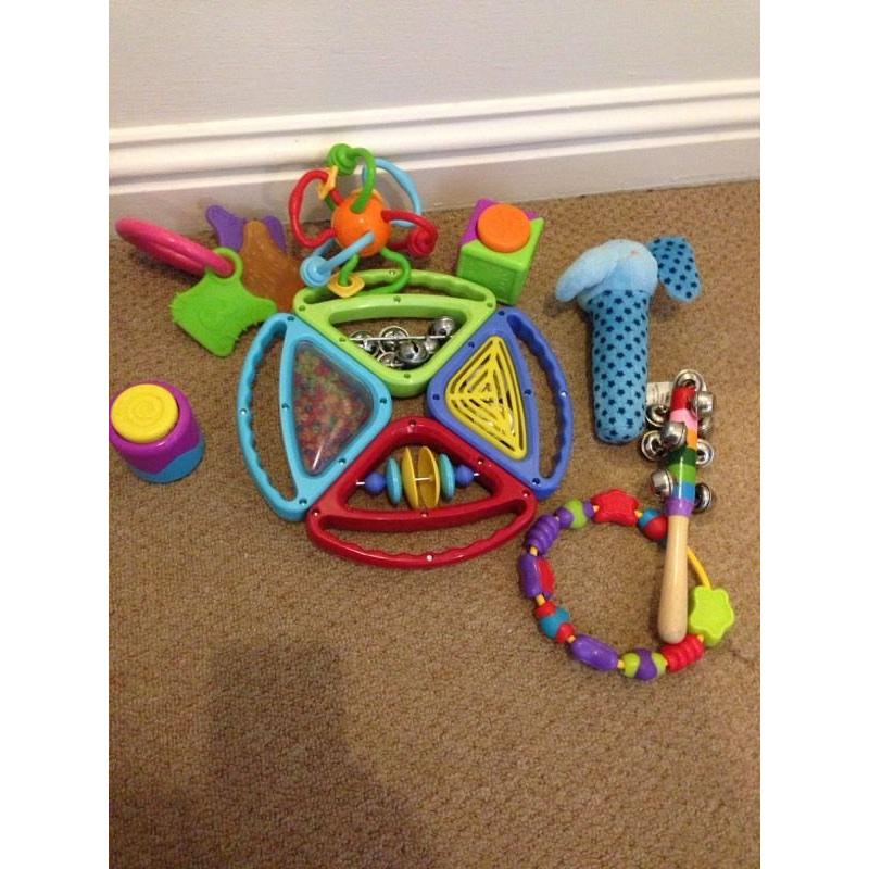 Selection of baby toys and rattles