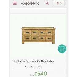 Toulouse Storage Solid Oak Coffee Table.....