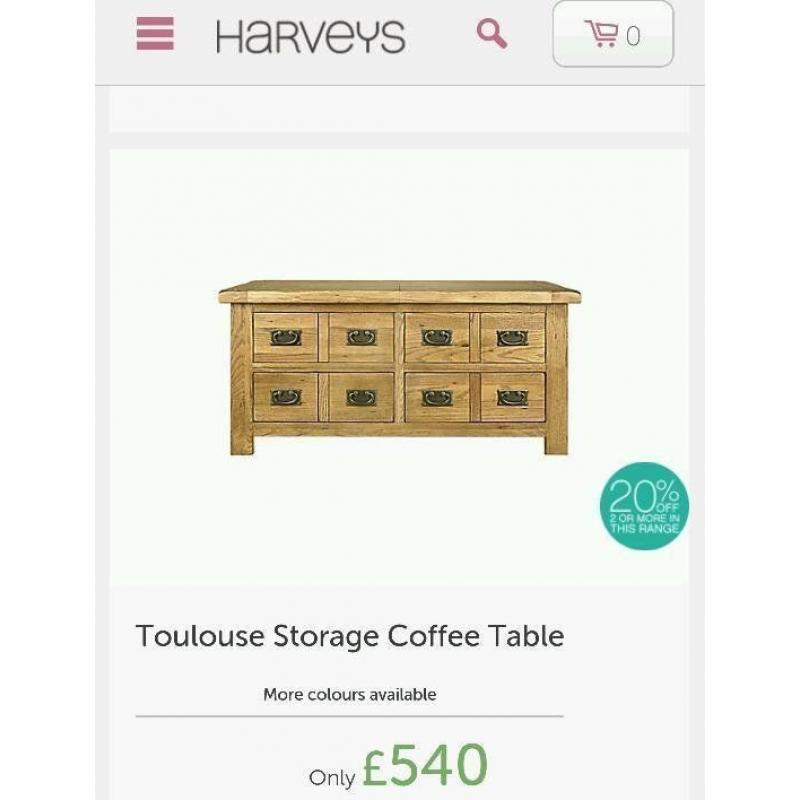 Toulouse Storage Solid Oak Coffee Table.....