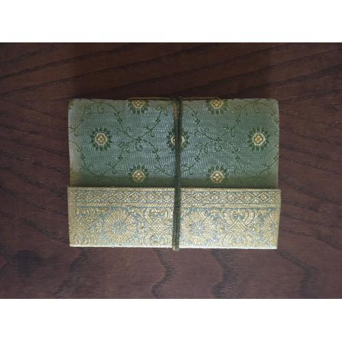Blank Notepad/notebook/diary- Green silk, Recycled Paper