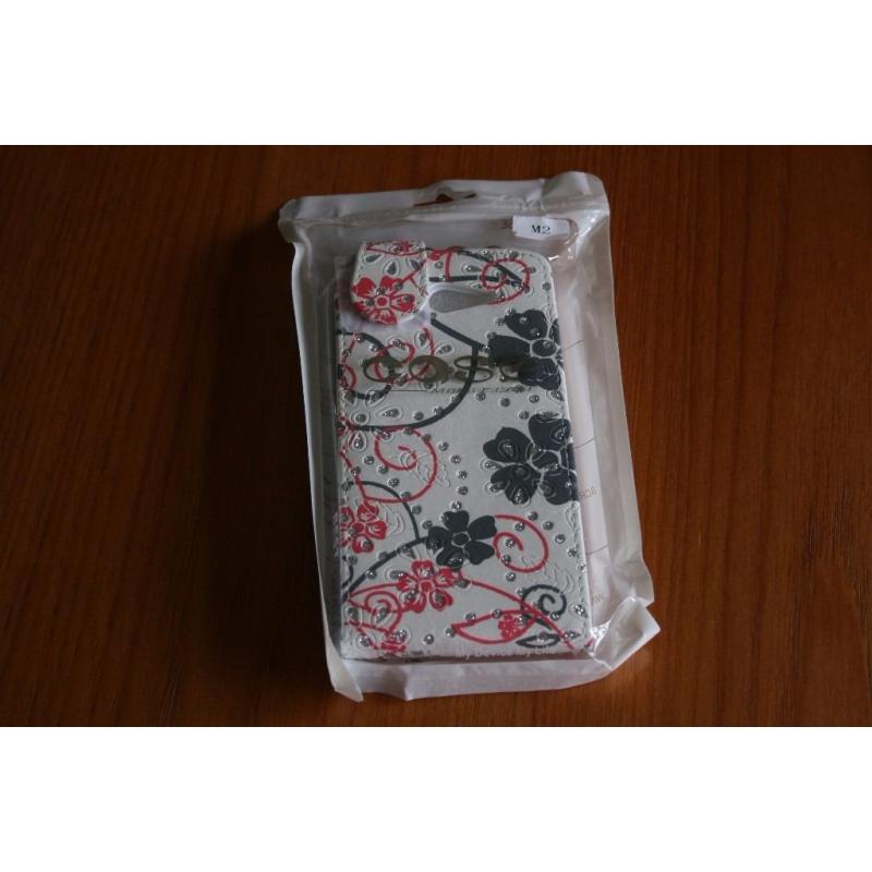 New white and pink sparkly mobile phone case fits Sony experia M2