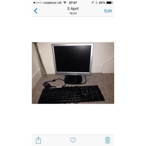 LCD monitor and Compaq keyboard