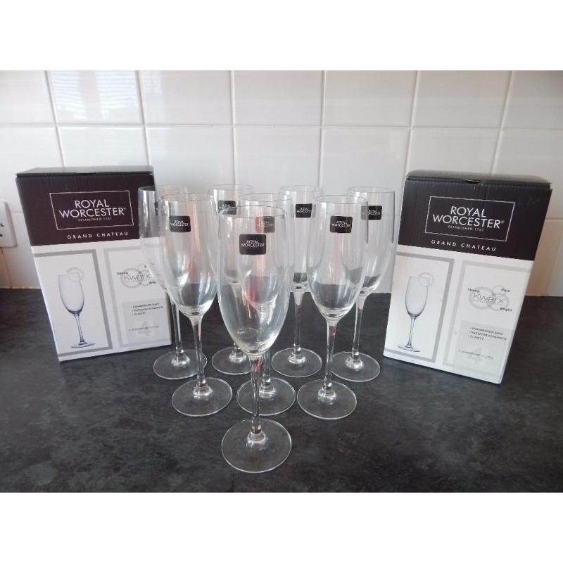 8 New Champagne flutes Boxed