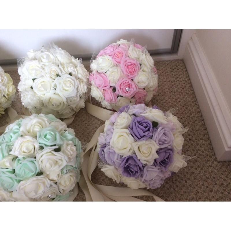 Wedding centrepiece flowers, pastel wedding theme