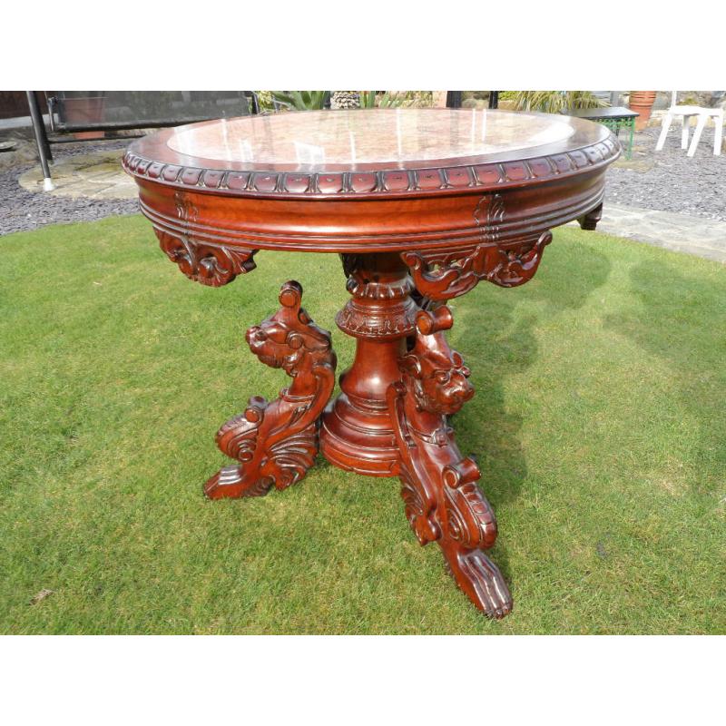 Oriental carved marble topped table