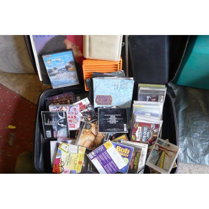 CAR BOOT. JOB LOT. cd:s. records, cd cases. cd stands. plus suitcase