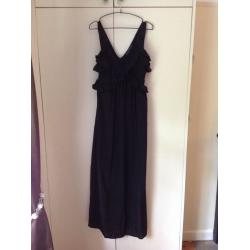 French Connection Size 10 100% Silk ruffle top black maxi dress / ball gown