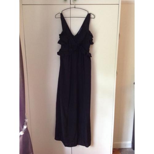 French Connection Size 10 100% Silk ruffle top black maxi dress / ball gown