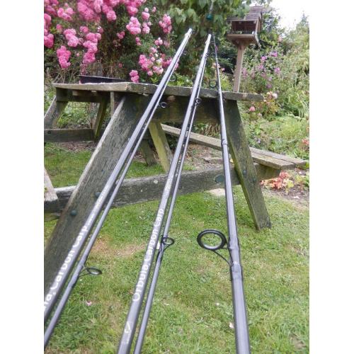 3 x ORBULA carbon carp fishing rods - 12 foot long - good condition- will sell singly