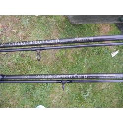 3 x ORBULA carbon carp fishing rods - 12 foot long - good condition- will sell singly