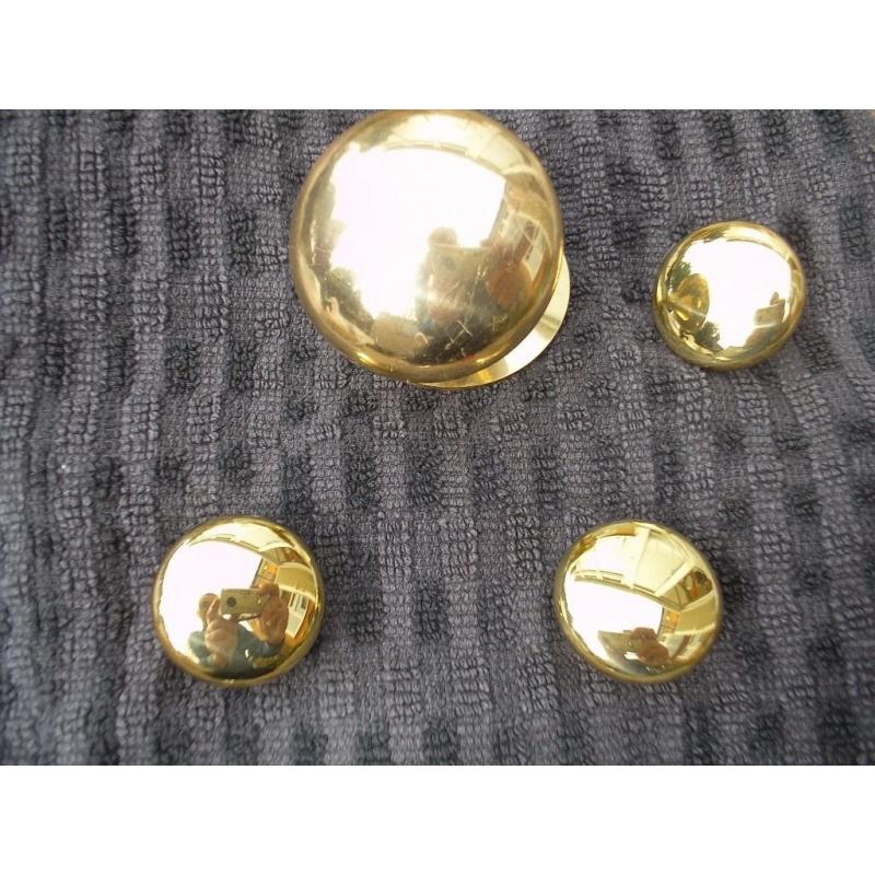 Dozens of Brass Door Fittings: handles, hinges, latches, locks, knobs, etc (many brand new)