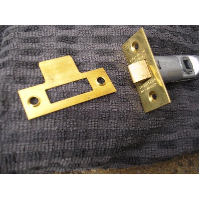 Dozens of Brass Door Fittings: handles, hinges, latches, locks, knobs, etc (many brand new)