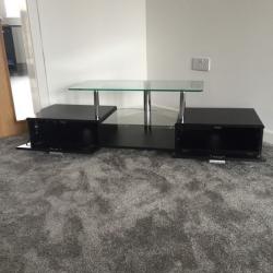 NEXT, Black with silver speckled glass tv stand