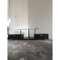 NEXT, Black with silver speckled glass tv stand