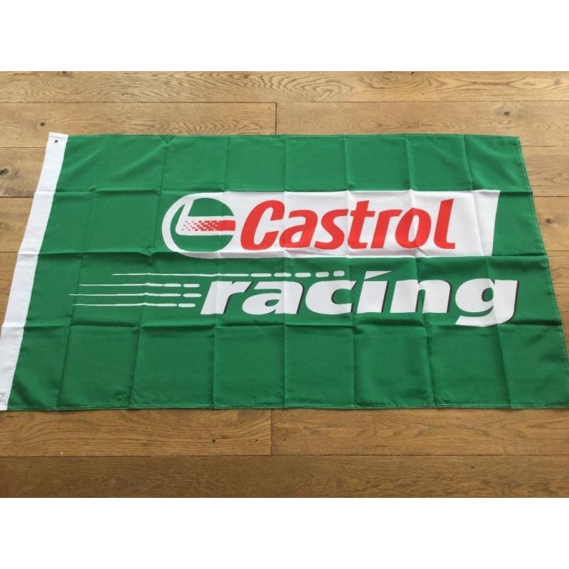 Castrol racing workshop banner flag