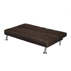 Cinema Sofa Bed, Brown Faux Leather 3 Seater Sofa Bed