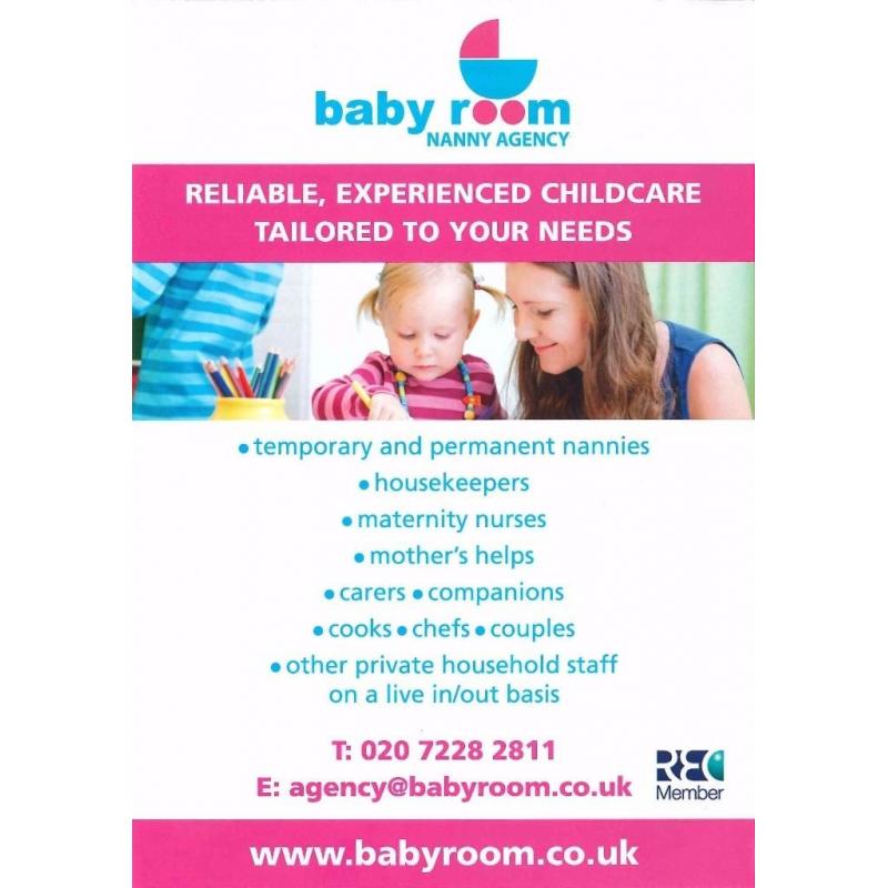 Looking for reliable household staff? Get in touch with Baby Room Nanny Agency