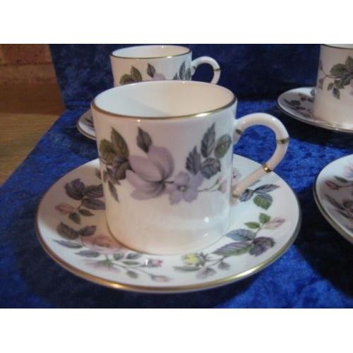 Set of 6 Vintage Royal Worcester June Garland Coffee Cans & Saucers.