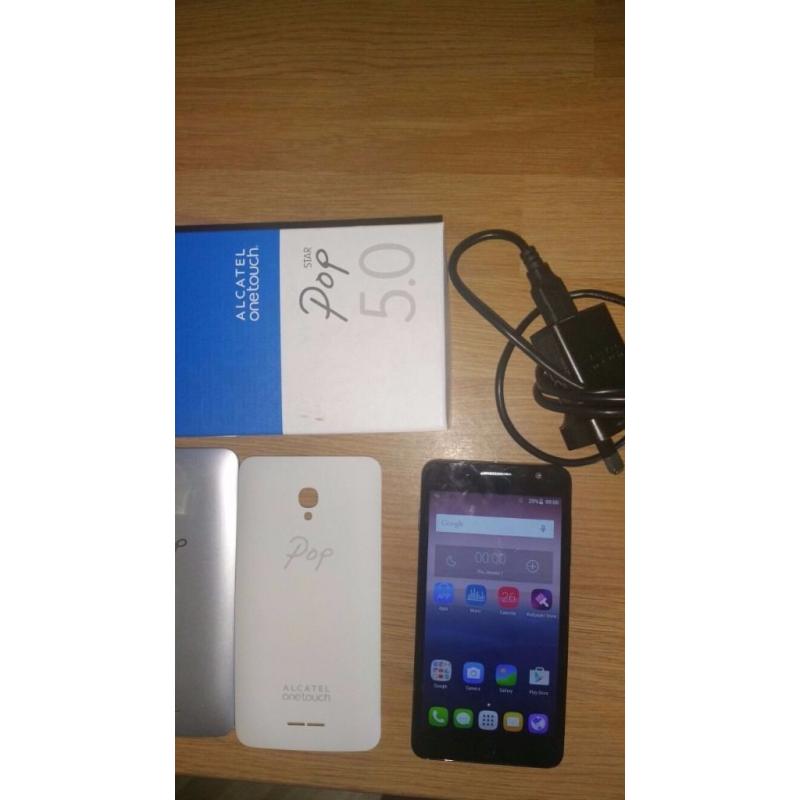 Alcatel pop star 5 inch 8 gb storage micro sd slot 8 mp front/ 5mp rear camera android smart phone
